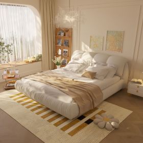 King Size Luxury Upholstered Platform Bed with Oversized Padded Backrest and Solid Wood Frame,suitable for Multiple heights of mattresses