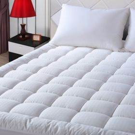 Ultra-Soft Quilted Cooling Mattress Topper Pad, Pillow Top Mattress Topper, Ultra-Soft Quilted Cooling Mattress Protector, Suitable For 8-24 Inch Deep (Option: White 450g cal king)