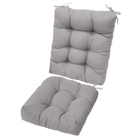 2Pcs Waterproof Rocking Chair Cushion Upper And Lower Back And Seat Sets With Non-Slip Ties Oxford Cloth Surface Polyester Filling Comfortable For Ind (Option: Grey)