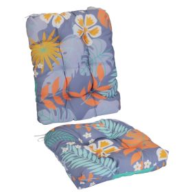 2Pcs Waterproof Rocking Chair Cushion Upper And Lower Back And Seat Sets With Non-Slip Ties Oxford Cloth Surface Polyester Filling Comfortable For Ind (Option: GreyOrangeLeaf)