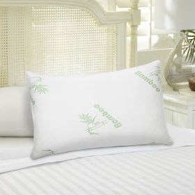 2Pcs Or 1Pcs Bamboo Memory Foam Pillow Hypoallergenic Bed Pillow For Head Neck Rest Sleeping Shredded Pillow Washable Cover Queen Size Pillow (Option: Queen-1Pc)