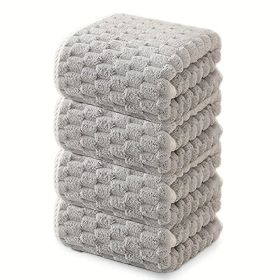 "Lifetime Durability Waffle Bath Towels - Commercial-Quality Microfiber That Lasts 300+ Washes Without Pilling or Stiffening" (Quantity: 4 piece blue)