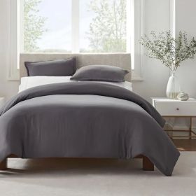 Serta Simply Clean Pleated Duvet cover Queen (Color: Grey, size: Queen)