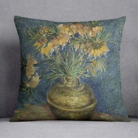 Fritillaries in a Copper Vase Cushion (Insert: Without Insert, size: 16" X 16")